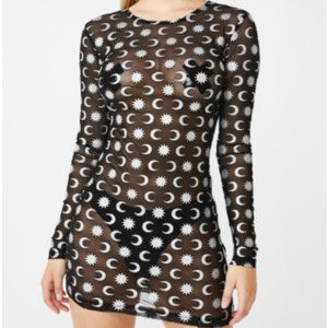 Motel Rocks Mesh Moons and Suns Mini Dress